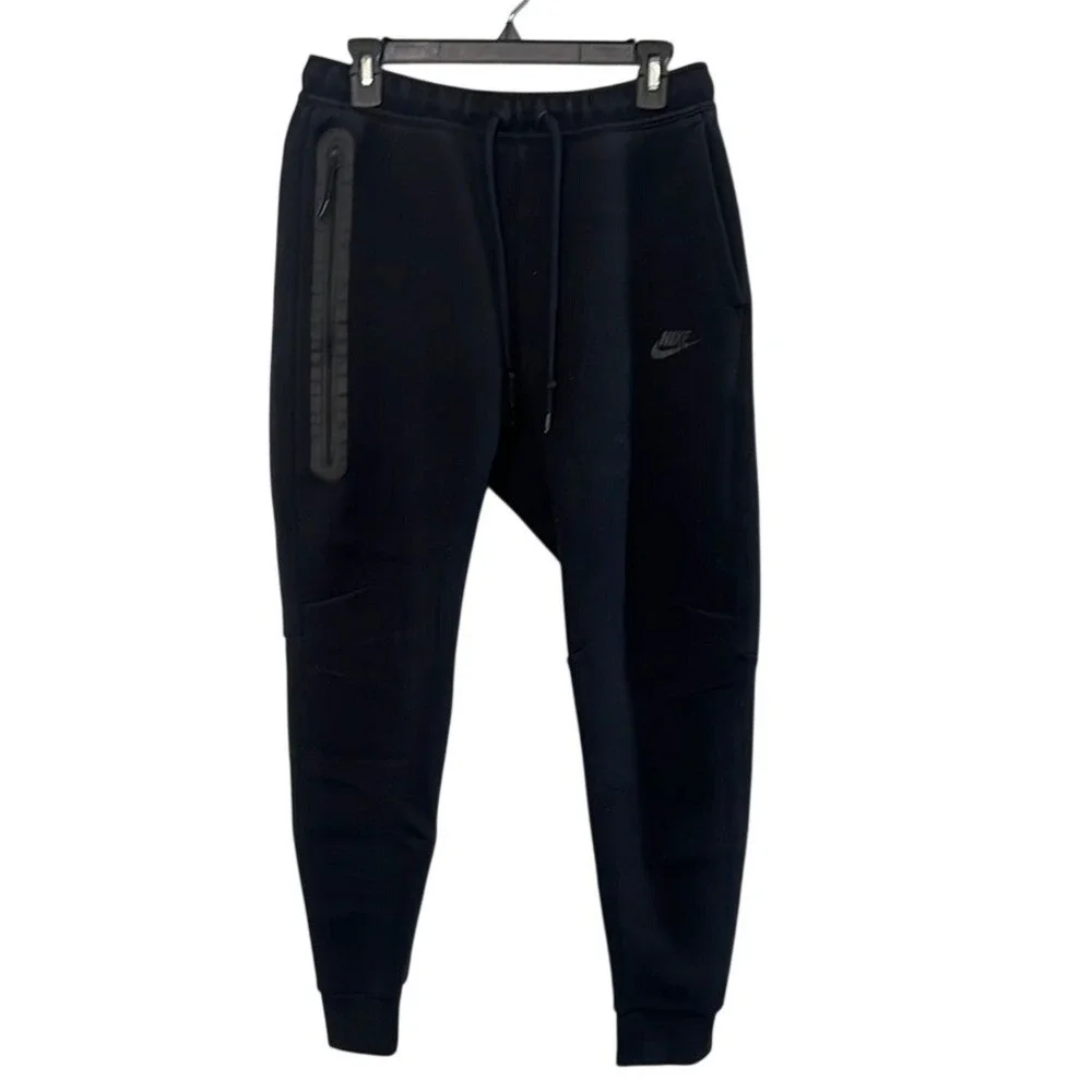 Nike Men's Black Tech Fleece Slim Fit Jogger Sweatpants‎ Zipper Pocket Medium